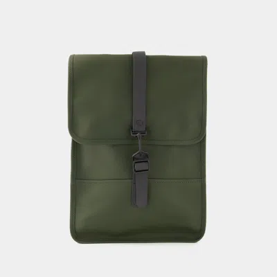 Rains Logo Detailed Foldover Top Backpack In Green