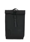 Rains Logo-embossed Foldover Backpack In Black