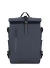 Rains Womens Black Roll-top Large Waterproof Shell Backpack In Black