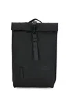 Rains Logo-embossed Foldover Backpack In Black