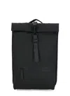 Rains Mens 01 Black Roll-top Mini Waterproof Shell Backpack In Black