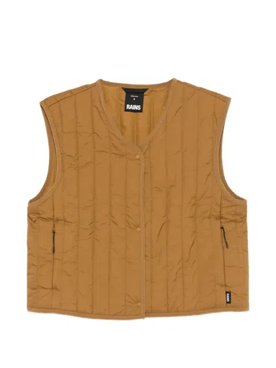 Rains Banja Quilted Short Liner Gilet In Brown