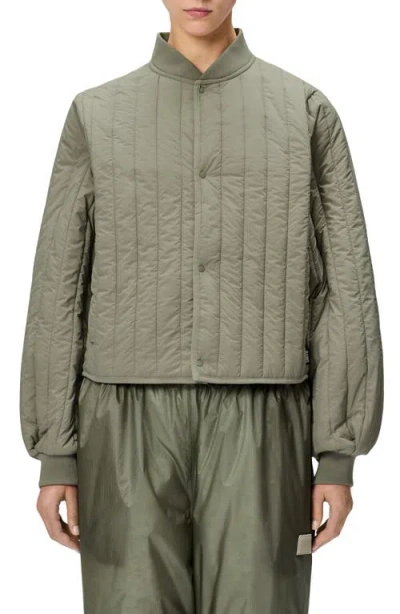 Rains Banja Water Resistant Channel Quilted Bomber Jacket In Drift