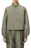 Rains Banja Water Resistant Channel Quilted Bomber Jacket In Drift