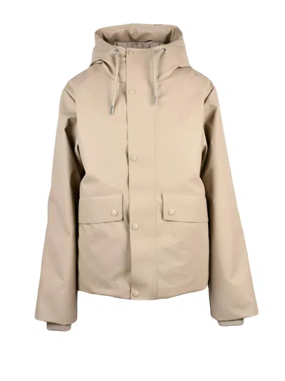 Rains Beige Rubberized Polyester Waterproof Short Parka In Neutral