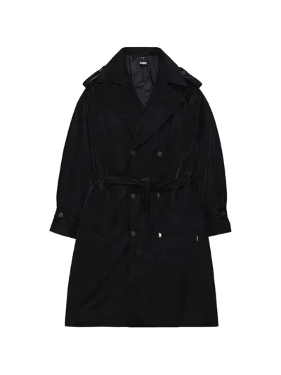 Rains Belted Double-breasted Trench Coat In Black