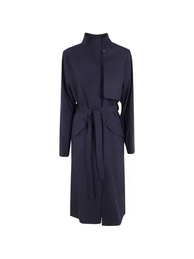 Rains Long-sleeved Trench Coat In Blue
