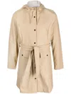 Rains Belted Hooded Raincoat In Nude