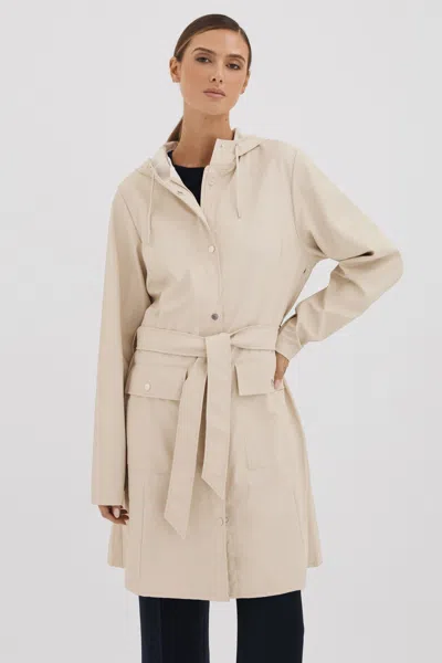 Rains Belted Raincoat In Dune Cream