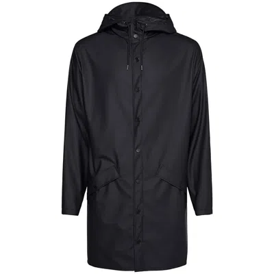 Rains Black Lightweight Waterproof Long Jacket