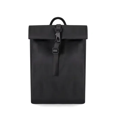 Rains Mens 01 Black Roll-top Mini Waterproof Shell Backpack