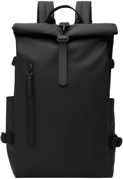 Rains Black Rolltop Contrast Large Backpack In 01 Black