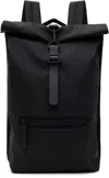 Rains Black Rubberized Canvas Backpack In Black