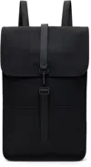 Rains Black Rubberized Canvas Backpack In Black