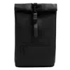 Rains Black Waterproof Rolltop Rucksack In Black
