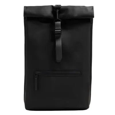 Rains Black Waterproof Rolltop Rucksack