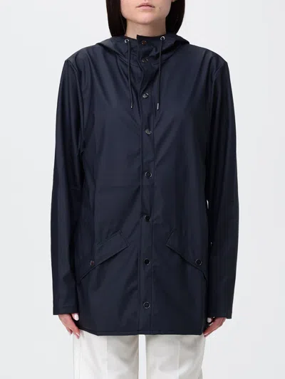 Rains Hooded Waterproof Polyester Raincoat In Blue