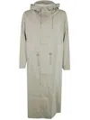 Rains Long Jacket Hooded Drawstring Waist