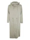 Rains Long Jacket Hooded Drawstring Waist