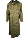 Rains Long Jacket Hood Drawstring Waist In Brown