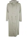 Rains Long Jacket Hooded Drawstring Waist In White