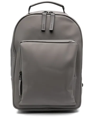 Rains Book Debossed-logo Backpack In Grey