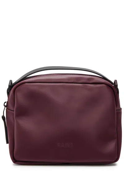 Rains Box Rubberised Top Handle Bag In Burgundy