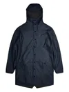 Rains Button-fastening Hooded Coat In Blue