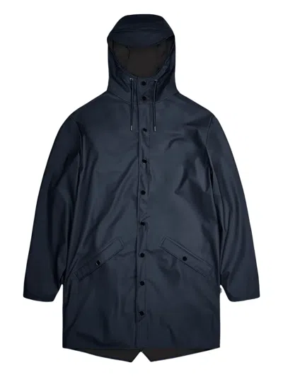 Rains Button-fastening Hooded Coat In Blue