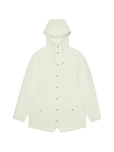 Rains Buttoned Hooded Jacket In White