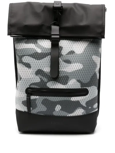 Rains Camouflage-print Textured Backpack In Black