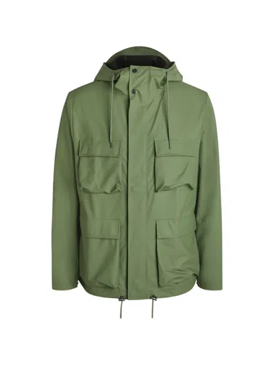 Rains Waterproof Cargo Hooded Rain Jacket In Green