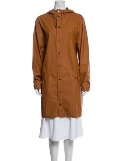 Pre-owned Rains Coat In Brown/orange