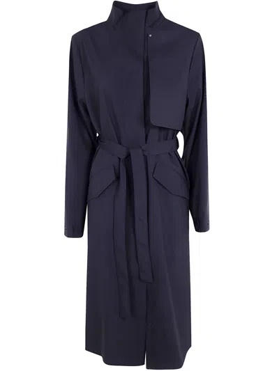 Rains Long-sleeved Trench Coat In Blue