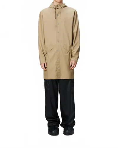 Rains Contemporary Long Jacket In Sand In Brown