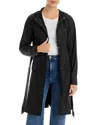 Rains Curve Hooded Belted Jacket In Black