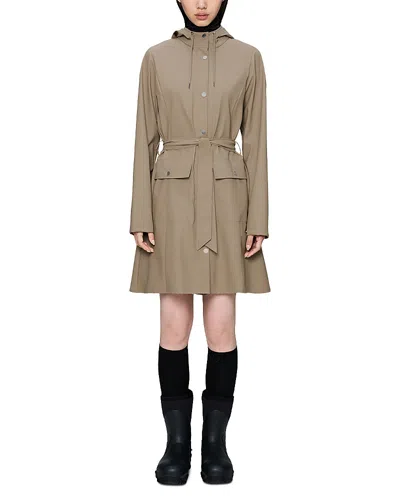 Rains Curve Hooded Belted Waterproof Jacket In Gray