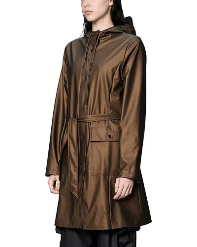 Rains Curve Hooded Belted Waterproof Jacket In Burgundy