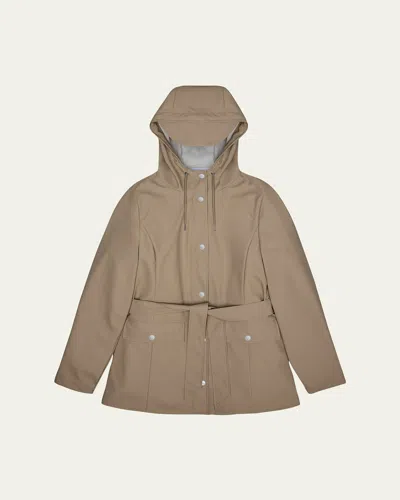 Rains Curve Hooded Waterproof Jacket In Neutral