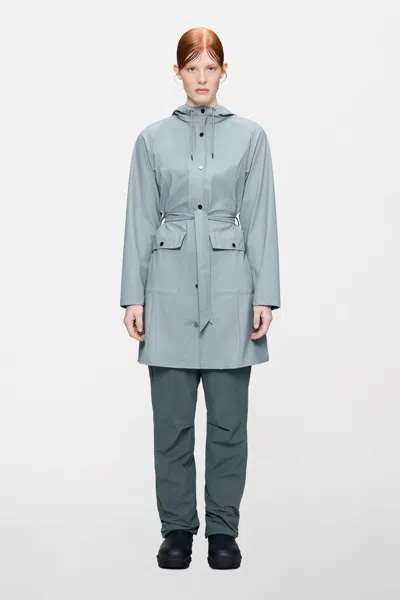 Rains Curve Long Jacket In Blue