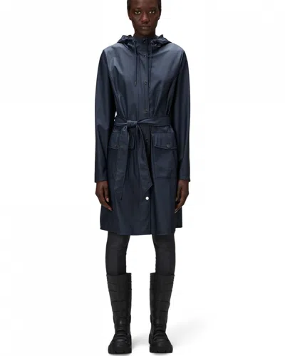 Rains Curve Long Womens Jacket In Blue