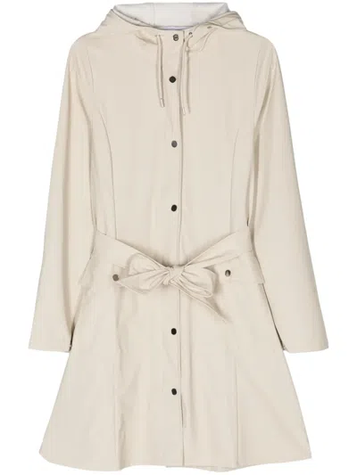 Rains Curve W Hooded Raincoat In Nude