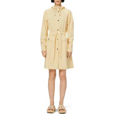 Rains Curve Waterproof Belted Jacket In Yellow