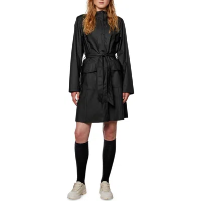 Shop Rains Curve Waterproof Belted Jacket In Black