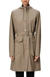 Rains Curve Waterproof Belted Jacket In Brown