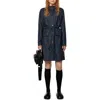 Rains Curve Waterproof Belted Jacket In Navy