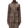 Rains Curve Waterproof Rain Jacket In Brown