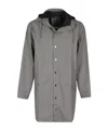 Rains Drawstring-hooded Buttoned Rain Jacket In Gray