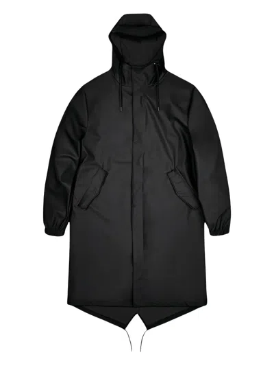 Rains Drawstring Fishtail Parka In Black