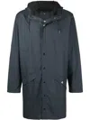 Rains Drawstring Hood Raincoat In Blau